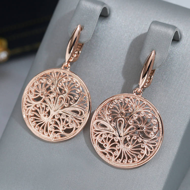 Ethnic Fashion In Dubai - Wbmqda Holle Metalen Bloem Lange Oorbellen
