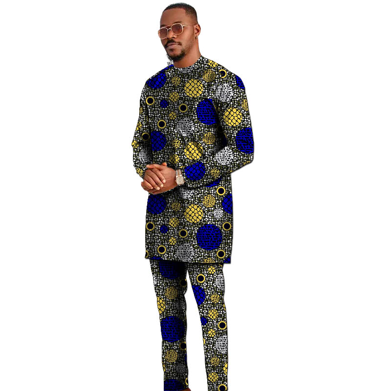 Dashiki Shirt Men - Basisstijl herenset overhemd met broek Afrikaans