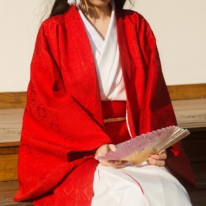 Haori Japanese Jacket - Tradition Japanese Women Kimono Coat Red