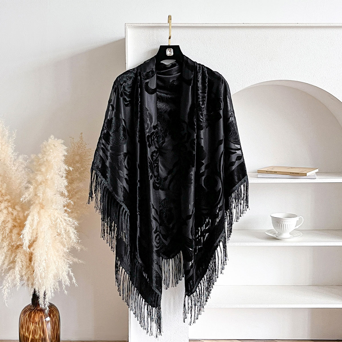 Retro fluwelen sjaal met kwast - Ethnic Fashion Accessories recensie en prijs